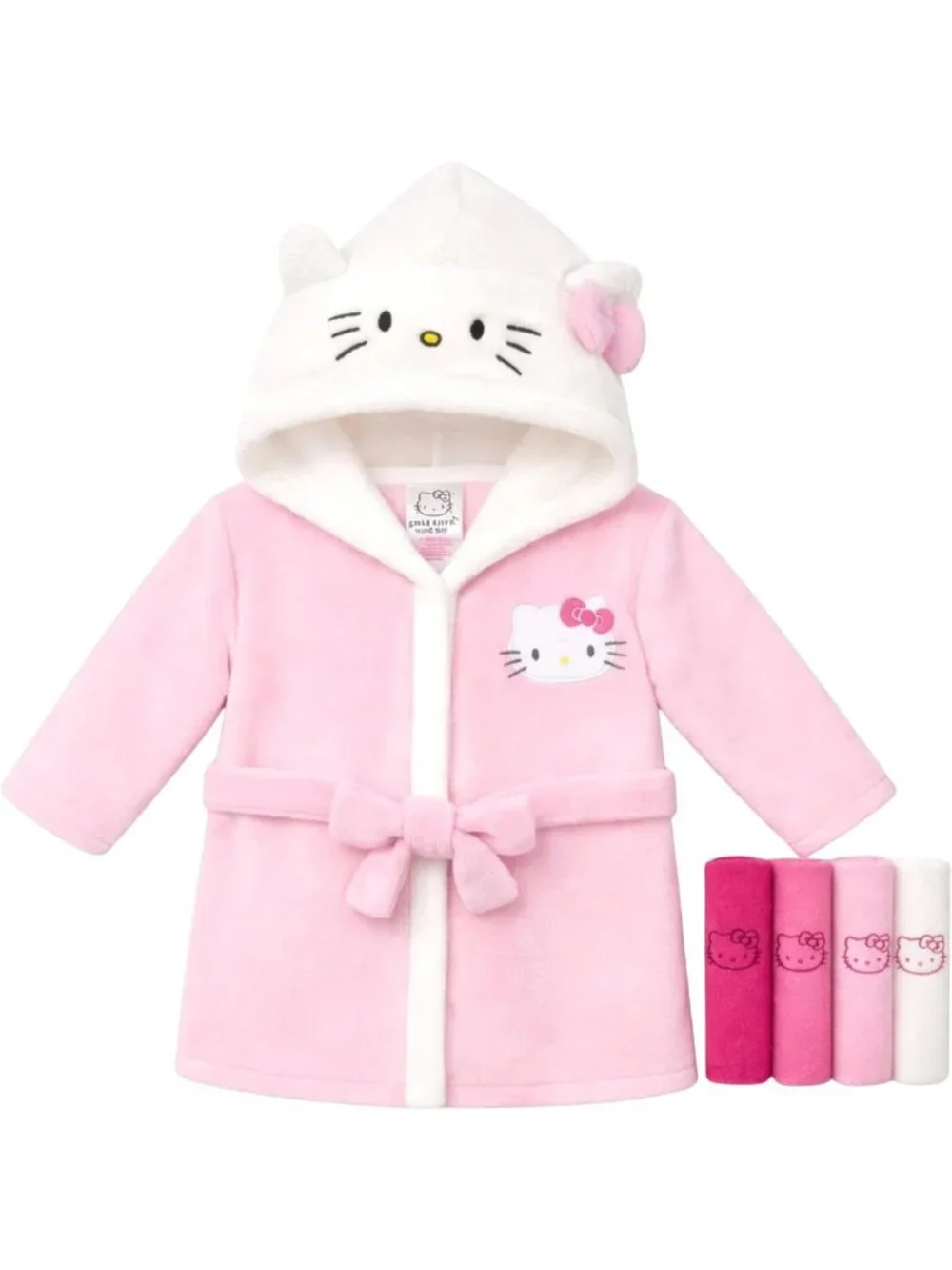Soft Pink Hooded Baby Bathrobe for Girls, Size 0-9 Months, Absorbent & Cozy